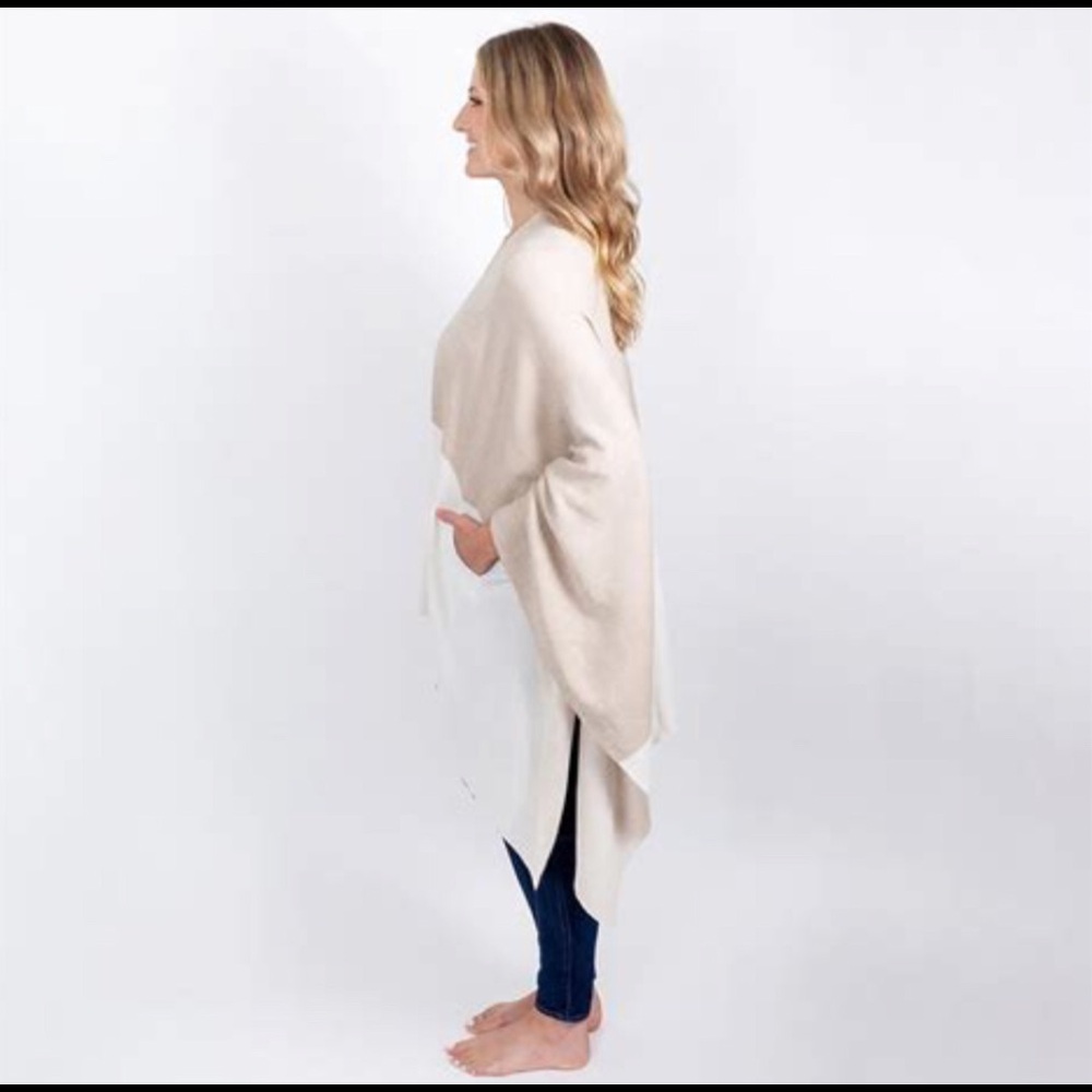 Zestt Organics Color Block Travel Wrap Shawl 100% Organic Cotton One Size NWT